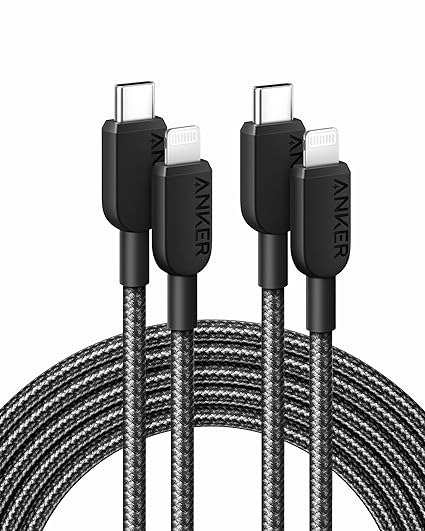 iPhone Fast Chargin Cable, 310 USB-C to Lightning Braided Cable(2pack,10ft, Black), MFi Certified, Fast Charging Cable for iPhone 14 Plus 14 14 Pro Max 13 13 Pro iPhone 12 (Charger Not Included)