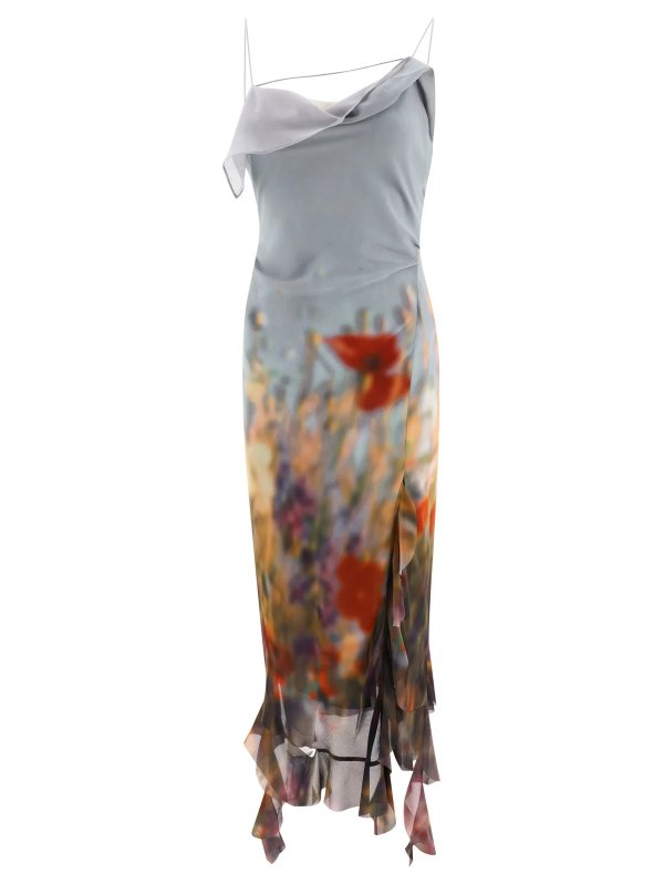 Abstract Printed Sleeveless Midi Dress