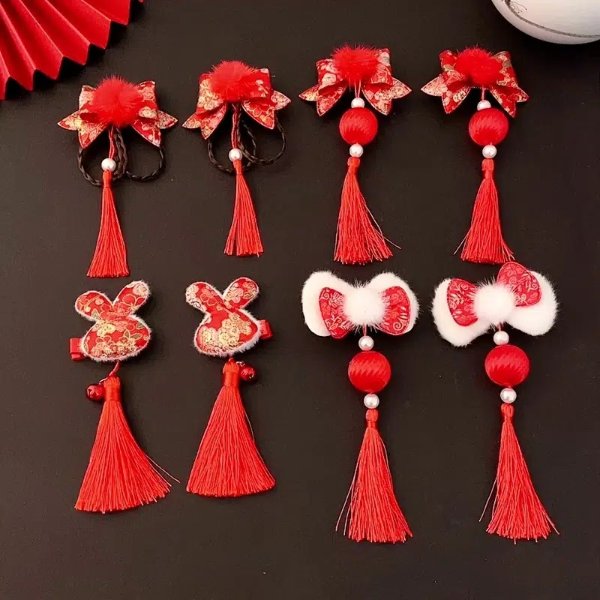 Year Of The Rabbit Headgear, Girls Children's Cute Rabbit Hair Candy Hairpin, Spring Festival Hair Accessories Red, New Year's Side Clip Head Accessories, Chinese New Year | High-quality & Affordable | Temu
