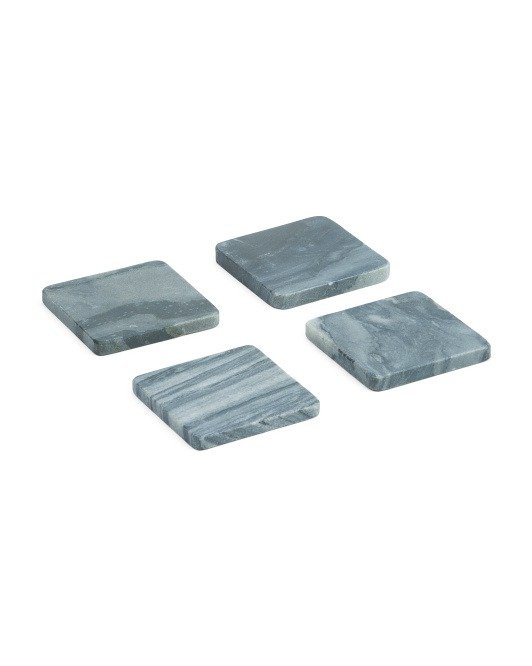 Set Of 4 4in Marble Coasters