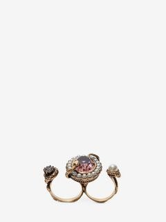 Women's Gold/Multicolour Snake Jeweled Ring | Alexander McQueen
