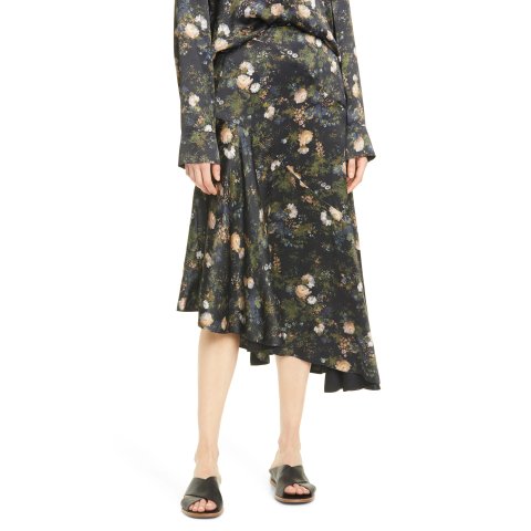 VinceRose Field Asymmmetrical Midi Skirt