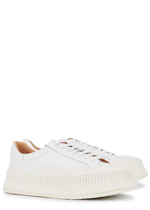 White leather flatform sneakers