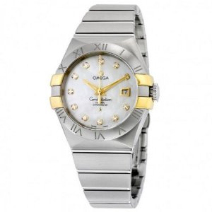OMEGA Constellation White Mother of Pearl Diamond Steel and 18K Yellow Gold Ladies Watch