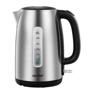 COMFEE' Stainless Steel Cordless Electric Kettle. 1500W Fast Boil with LED Light