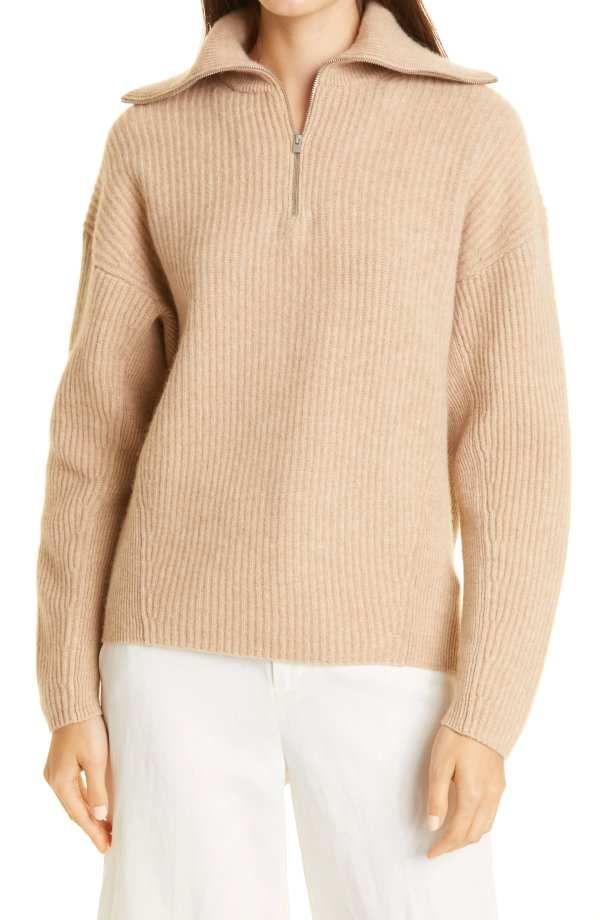Wool & Cashmere Half Zip Sweater