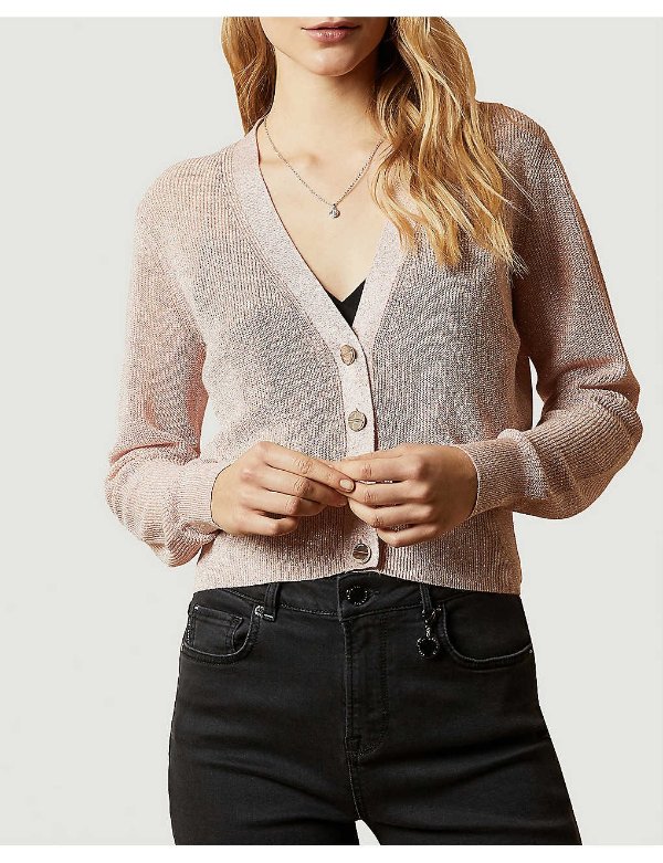 Madieyy cropped V-neck knitted cardigan