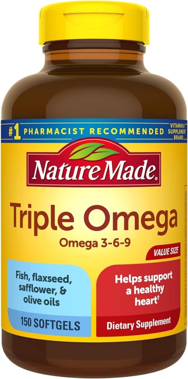 Triple Omega 3-6-9 Softgels, 150 Count Value Size for Heart Health† (Packaging May Vary)