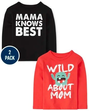 Toddler Boys Long Sleeve 'Mama Knows Best' And 'Wild About Mom' Graphic Tee 2-Pack | The Children's Place - MULTI CLR