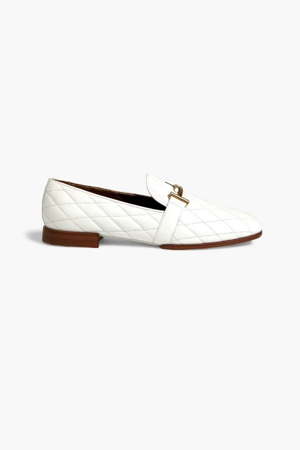 Logo-appliqued quilted leather loafers