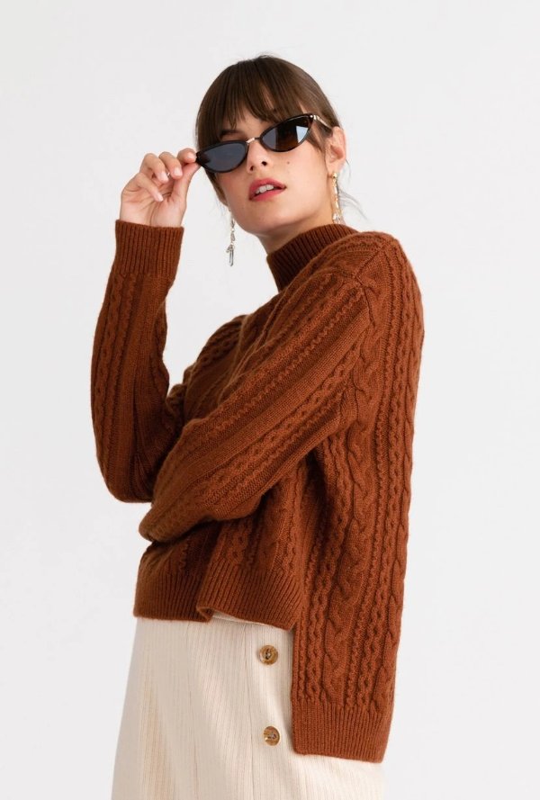 Aubrey Cashmere Sweater - Burnt Orange