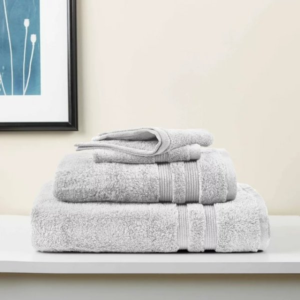 Performance Solid 6 Piece Towel Set, Silver