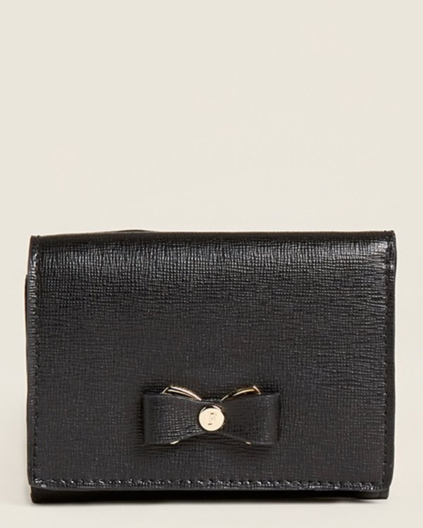 Black Glenda Leather Trifold Wallet