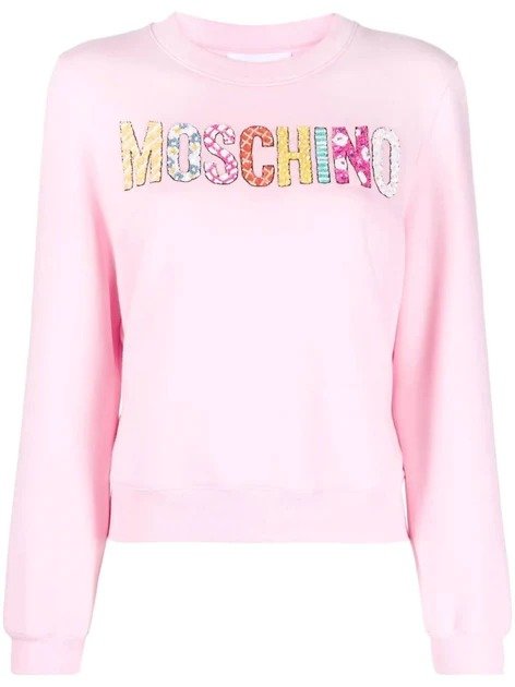 sequin logo sweatshirt in pink
