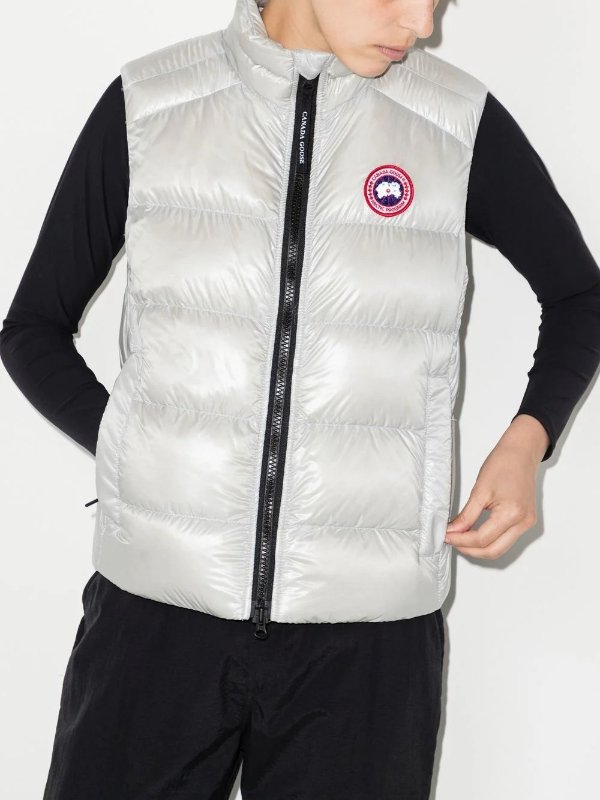 logo-patch padded zip-up vest