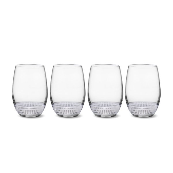Talia Platinum Set of 4 Stemless Wine Glasses