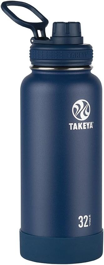 Actives Insulated Stainless Steel Water Bottle with Spout Lid, 32 Ounce, Midnight Blue