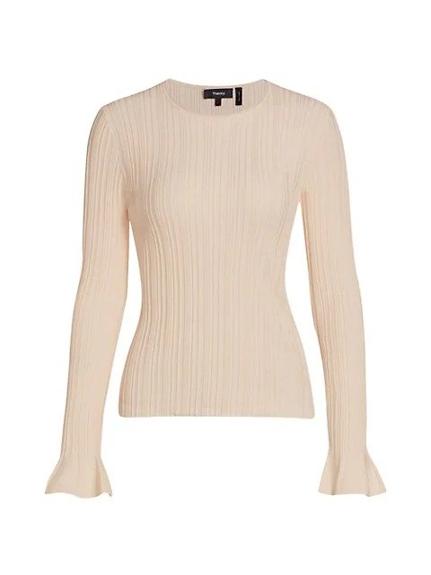 Linear Knit Bell-Sleeve Top