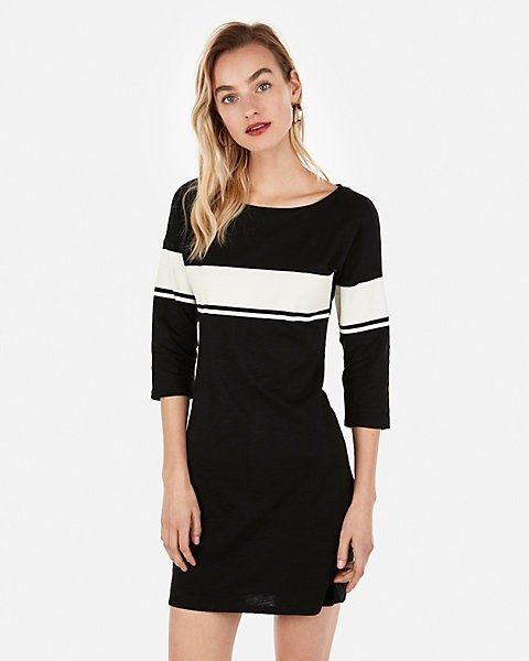 Varsity Stripe Front Mini Shirt Dress