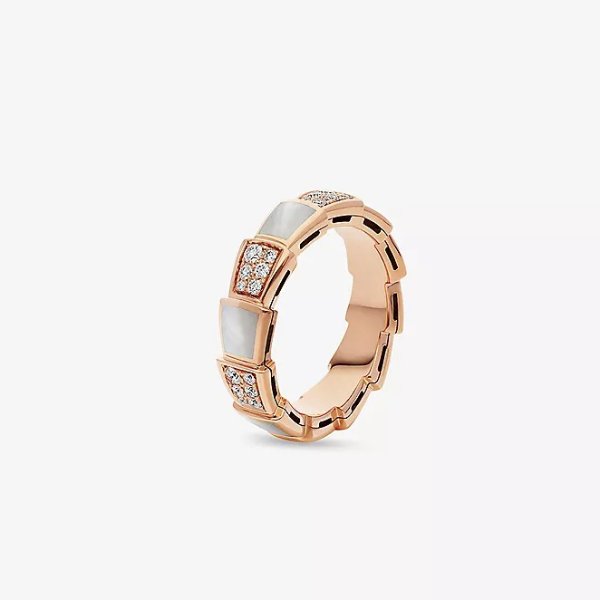 Serpenti Viper 18ct rose-gold, 0.34ct brilliant-cut diamond and mother of pearl ring