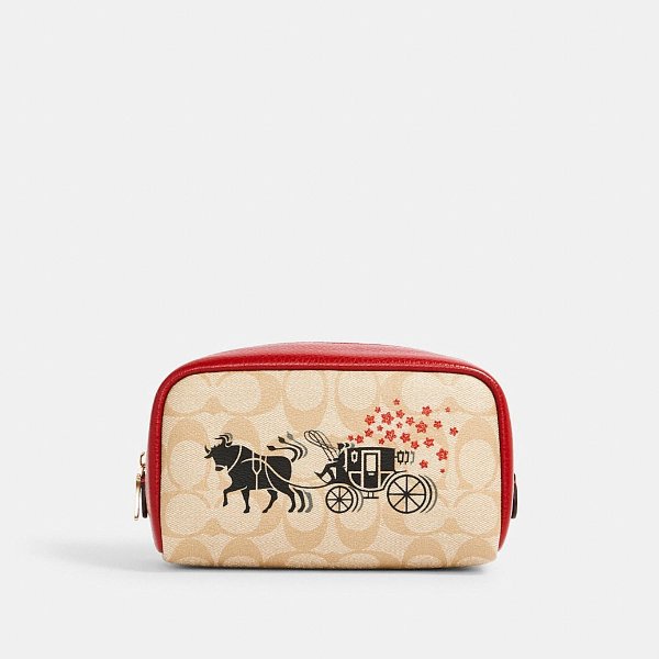 Lunar New Year Small Boxy Cosmetic Case in Signature Canvas With Ox and Carriage