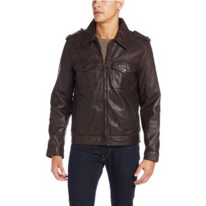 Tommy Hilfiger Men's Two-Pocket Leather Moto Jacket