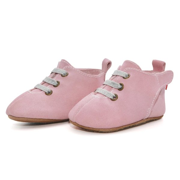 Pink Suede Leather Oxford Baby Shoe