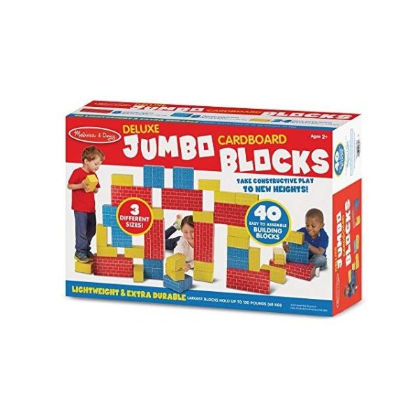 Jumbo Extra-Thick Cardboard Building Blocks - 40 Blocks in 3 Sizes