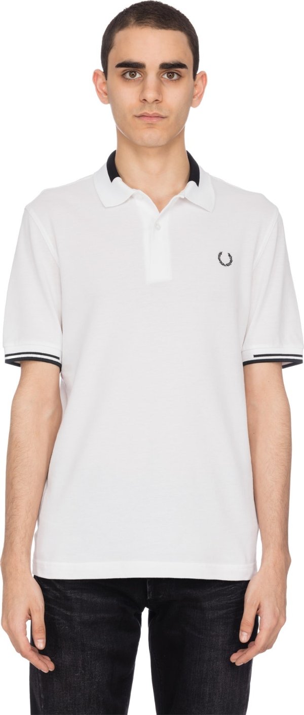 Fred Perry - Graphic Collar Pique Polo Shirt - White