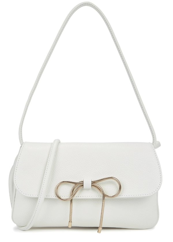 White bow-embellished leather shoulder bag