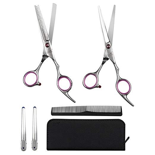 Hair Cutting Scissors,Hair Thinning Shears Kit, Professional Barber Scissors Set - Pink