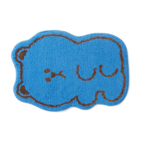 布朗熊 浴室地垫 蓝色