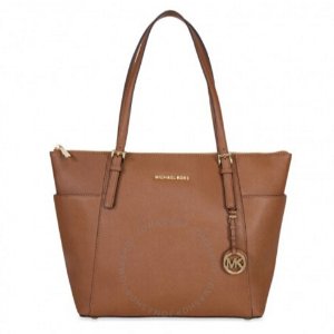 Michael Kors Jet Set Top-Zip Saffiano Leather Tote in Luggage – Large