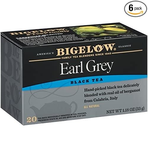 Bigelow Earl Grey Black Tea Bags, 20-Count Box (Pack of 6) Caffeinated Black Tea, 120 Tea Bags Total