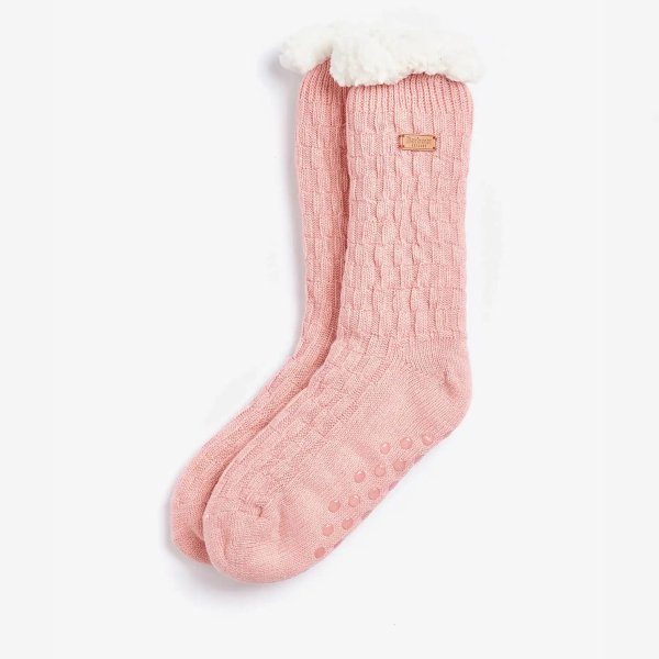 樱花粉毛绒棉袜
