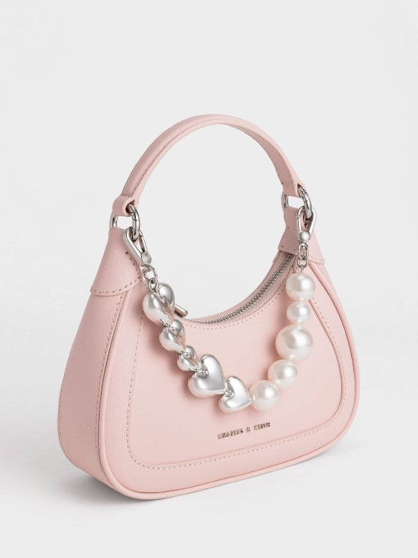 Pink Chunky Chain Link Hobo Bag, CHARLES & KEITH US