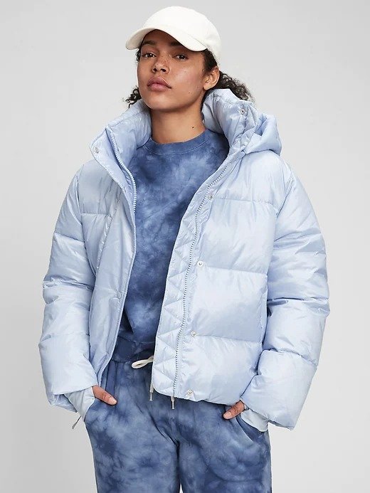 100% Recycled Polyester Heavyweight Cropped Puffer Jacket
