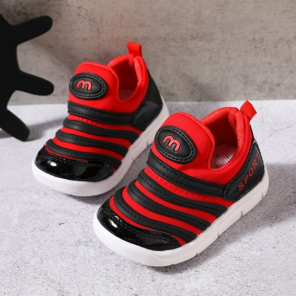 Toddler Two Tone Stripe Breathable Slip-on Sneakers