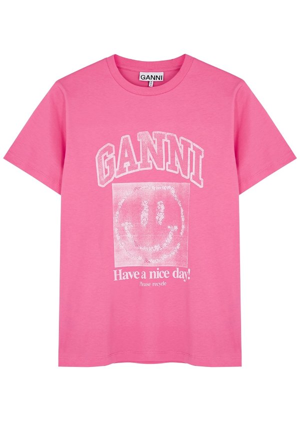 Pink logo-print cotton T-shirt
