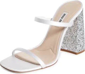 Glitter Block heel Slide Sandal (Women)