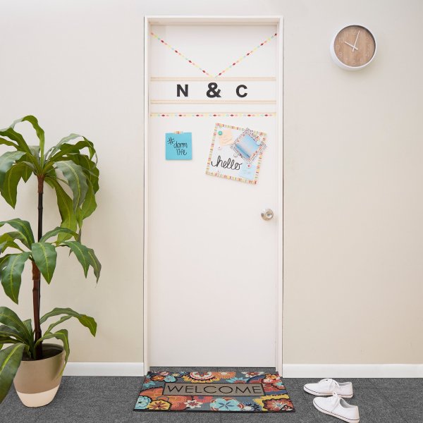 Doorscapes Mat Ethereal Welcome Mat Scatter, 1'6"x2'6", Grey & Navy