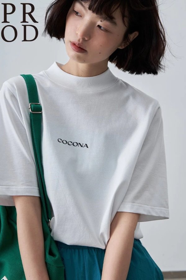 Half Turtleneck Cocona Basic Short Sleeve T-Shirt / White
