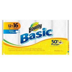 Bounty Basic Select-A-Size White Paper Towels 12 Big Rolls