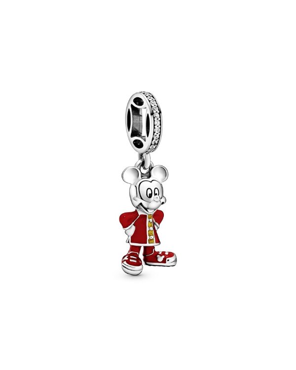 Silver CZ Disney Mickey Mouse Chinese New Year Dangle Charm