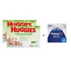 Huggies Natural Care Unscented Baby Wipes, 16 Flip Top Packs (896 Total Wipes) w/ $5 Gift Card @ Walmart
