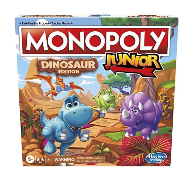 Gaming Monopoly Junior: Dinosaur Edition Board Game for 2-4 Players, Fun Indoor Games for Kids Ages 5 and Up, Dinosaur Theme (Amazon Exclusive)