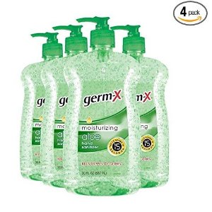 Germ-X Hand Sanitizer, Aloe, Pump Bottle,  (Pack of 4)
