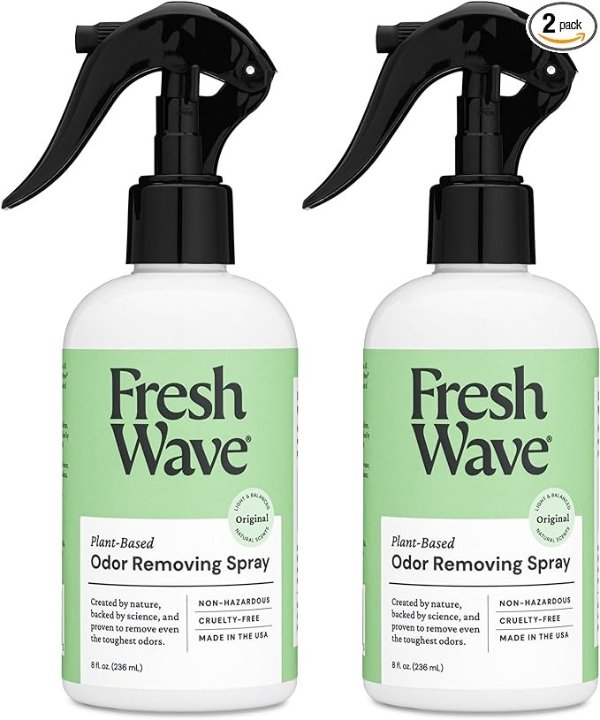 Fresh Wave Odor Eliminator Spray & Air Freshener, 8 oz. | Pack of 2 | Fine Mist for Home | Safer Odor Relief | Natural Plant-Based Odor Eliminator | For Furniture, Fabrics & Trash