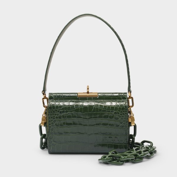Handbag Gemma in Green Leather