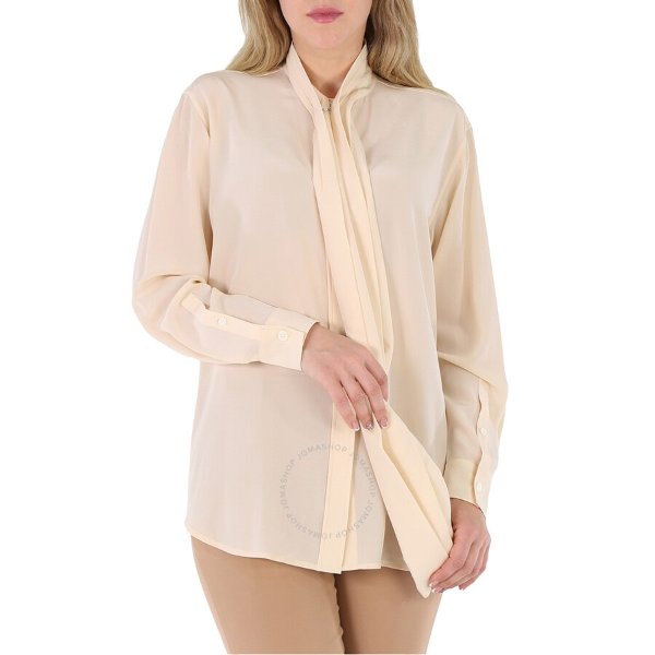 Pale Biscuit Kimmy Silk Pussy Bow Blouse